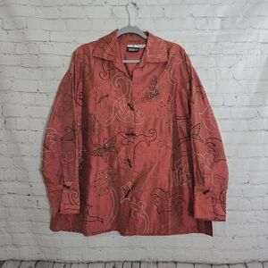 Elegant Coral Embroidered Women's Tunic